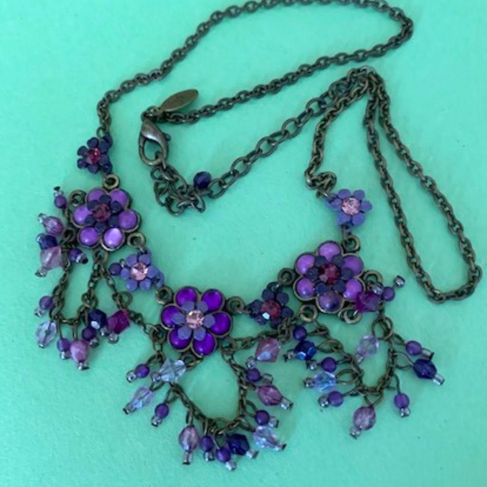 Victorian style tomantic purple flower necklace